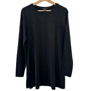 Eileen Fisher Black Tunic Women Sz Small Stretch Long Sleeve Minimalist Classic
